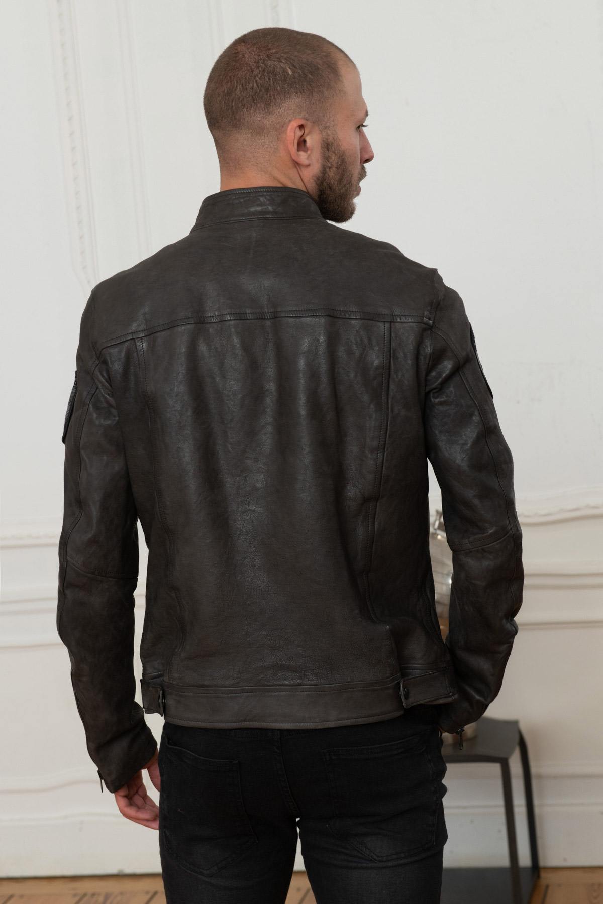 Patched military leather jacket - Image n°5