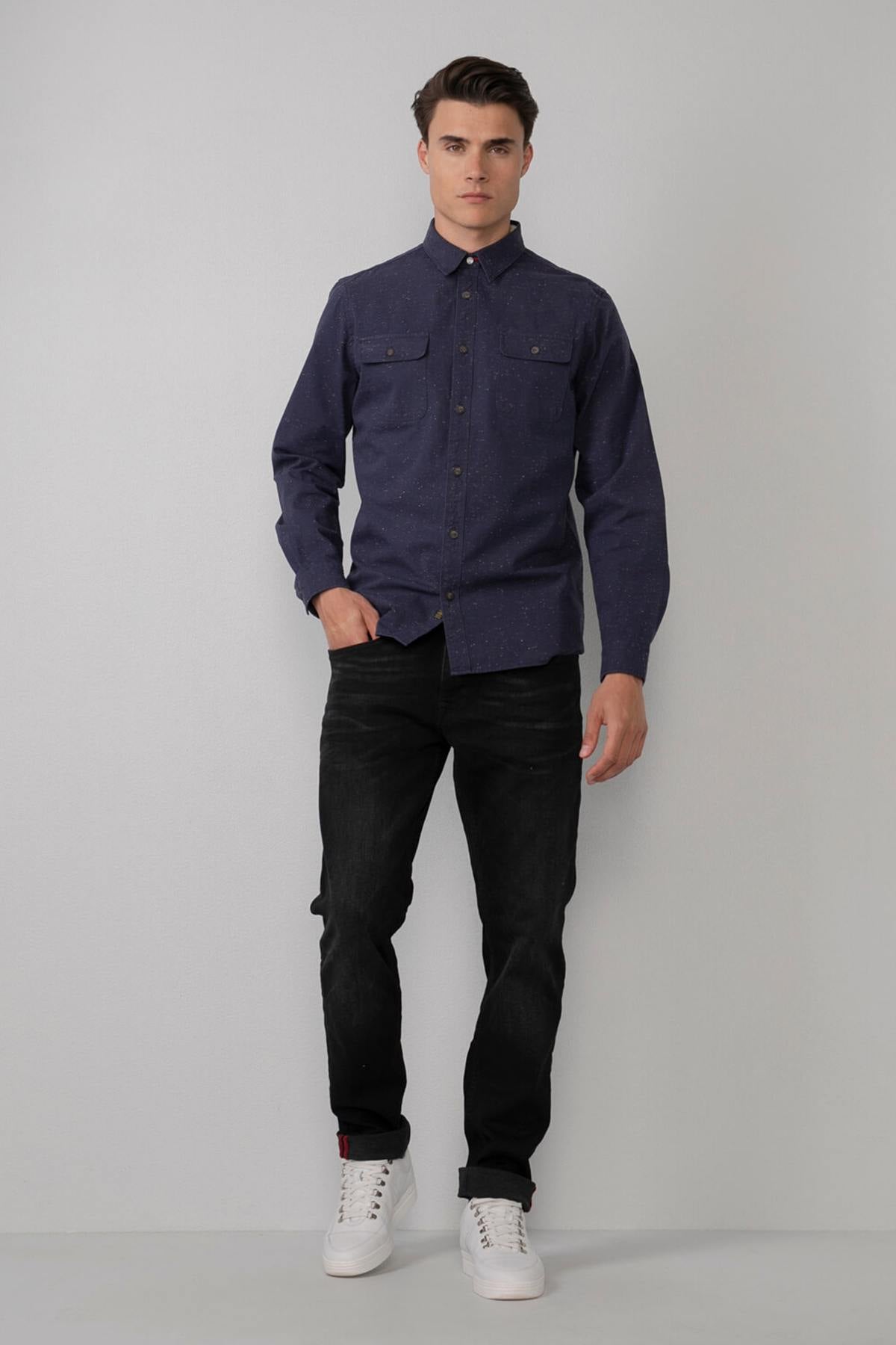 Men's denim blue shirt - Image n°2