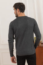 Dark gray round neck sweater - Image n°4