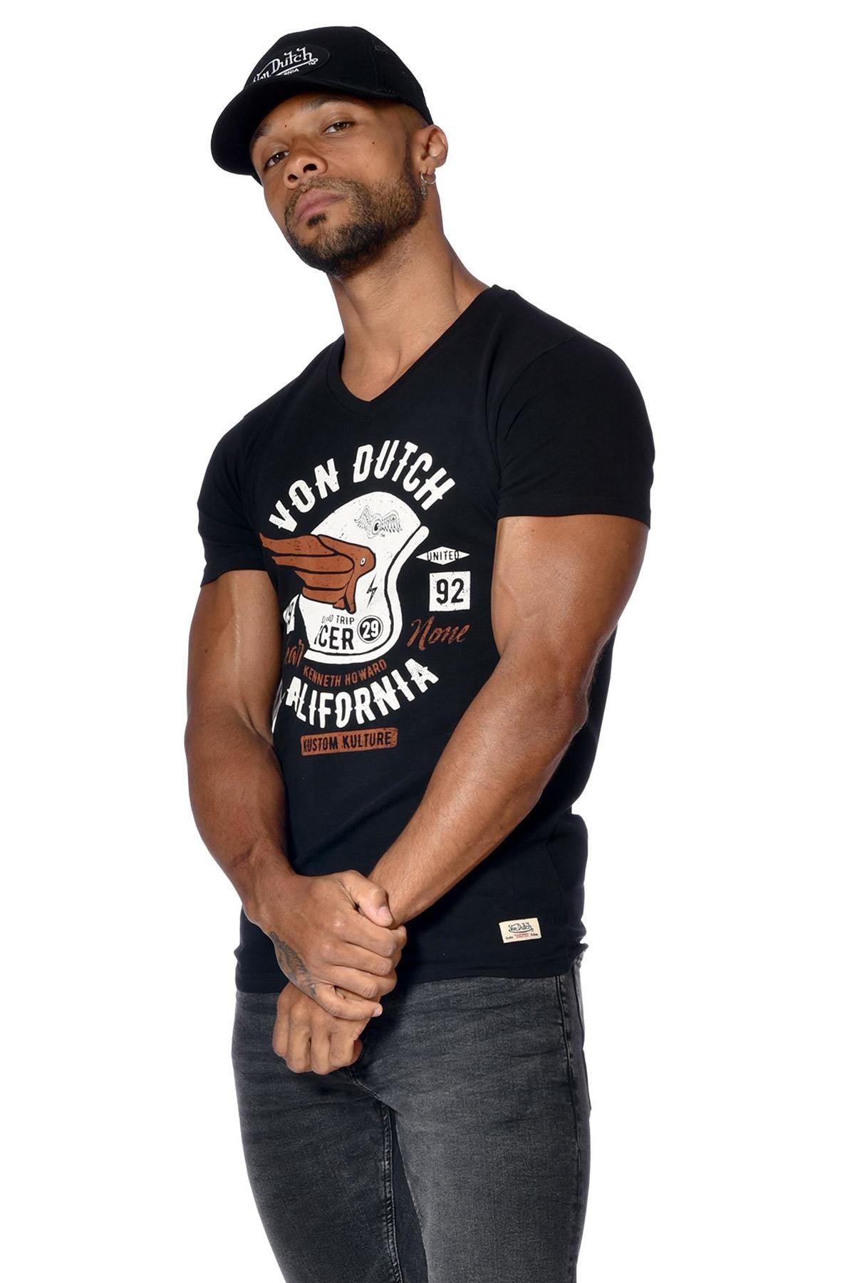 Black V-neck t-shirt - Image n°1