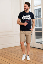 Men's navy blue biker t-shirt - Image n°2