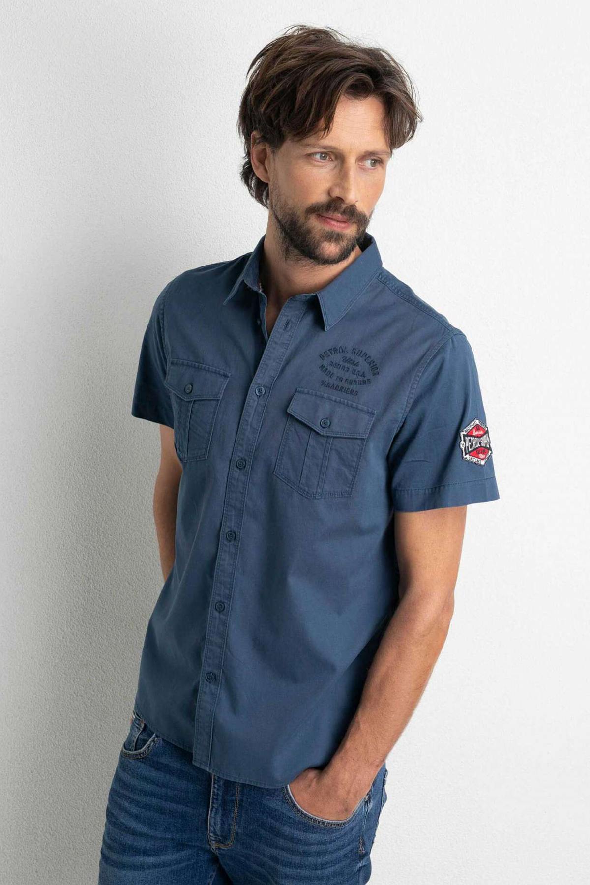 Petrol blue short-sleeved shirt - Image n°1