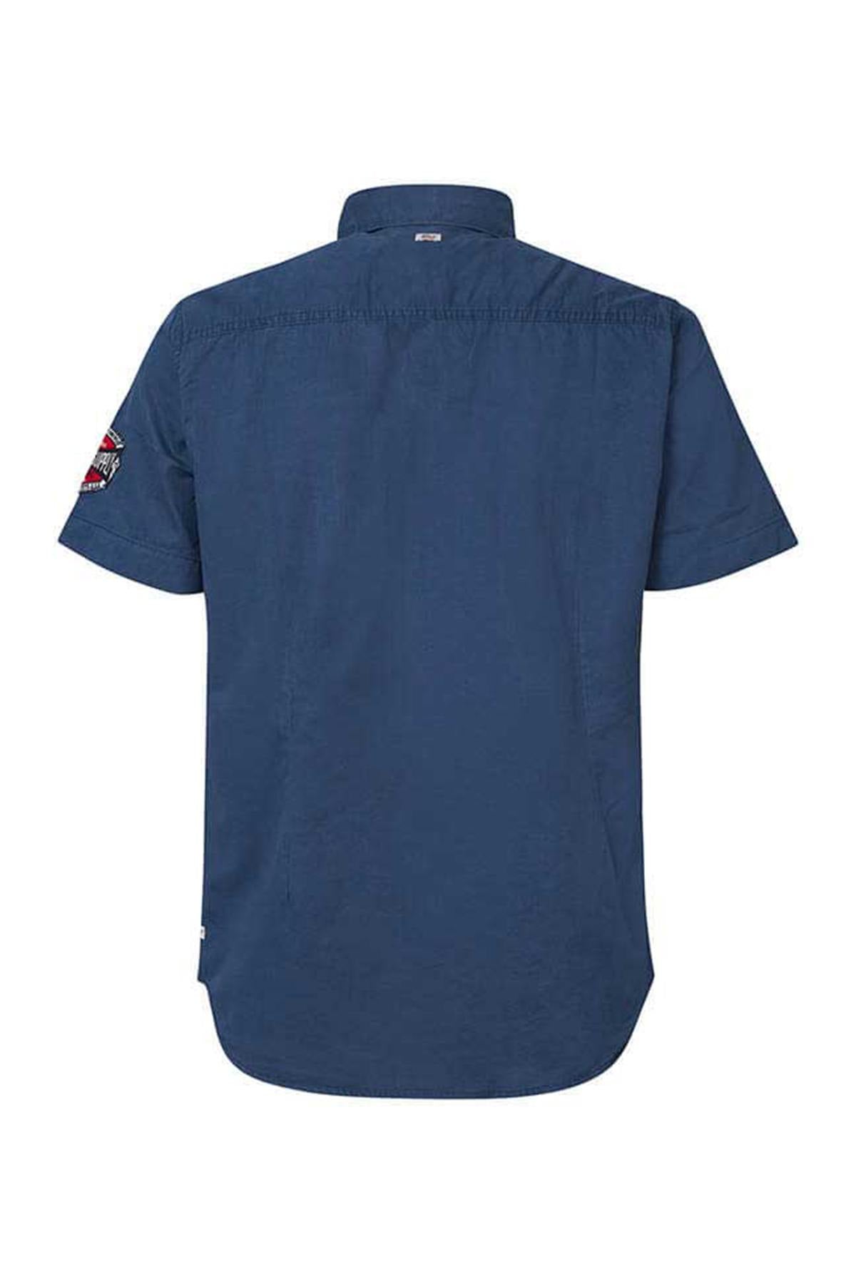 Petrol blue short-sleeved shirt - Image n°6