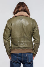 Royal air force pilot jacket in khaki leather - Image n°3