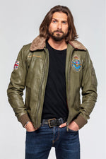 Royal air force pilot jacket in khaki leather - Image n°4