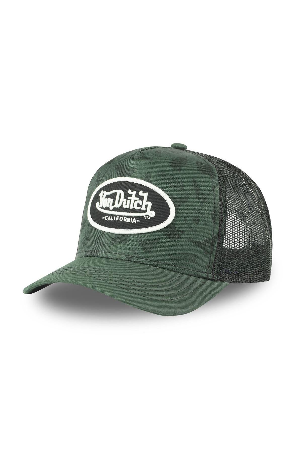Khaki cap with printed patterns - Image n°1