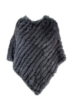 Women's dark gray fur poncho - Image n°1
