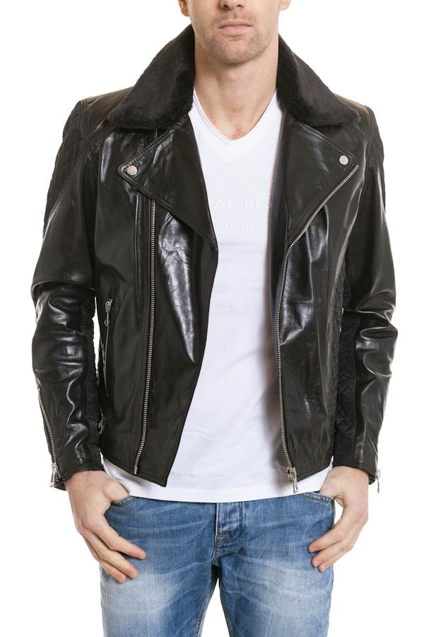 Serge Pariente Men's Biker Jacket in lambskin Black - Image n°1