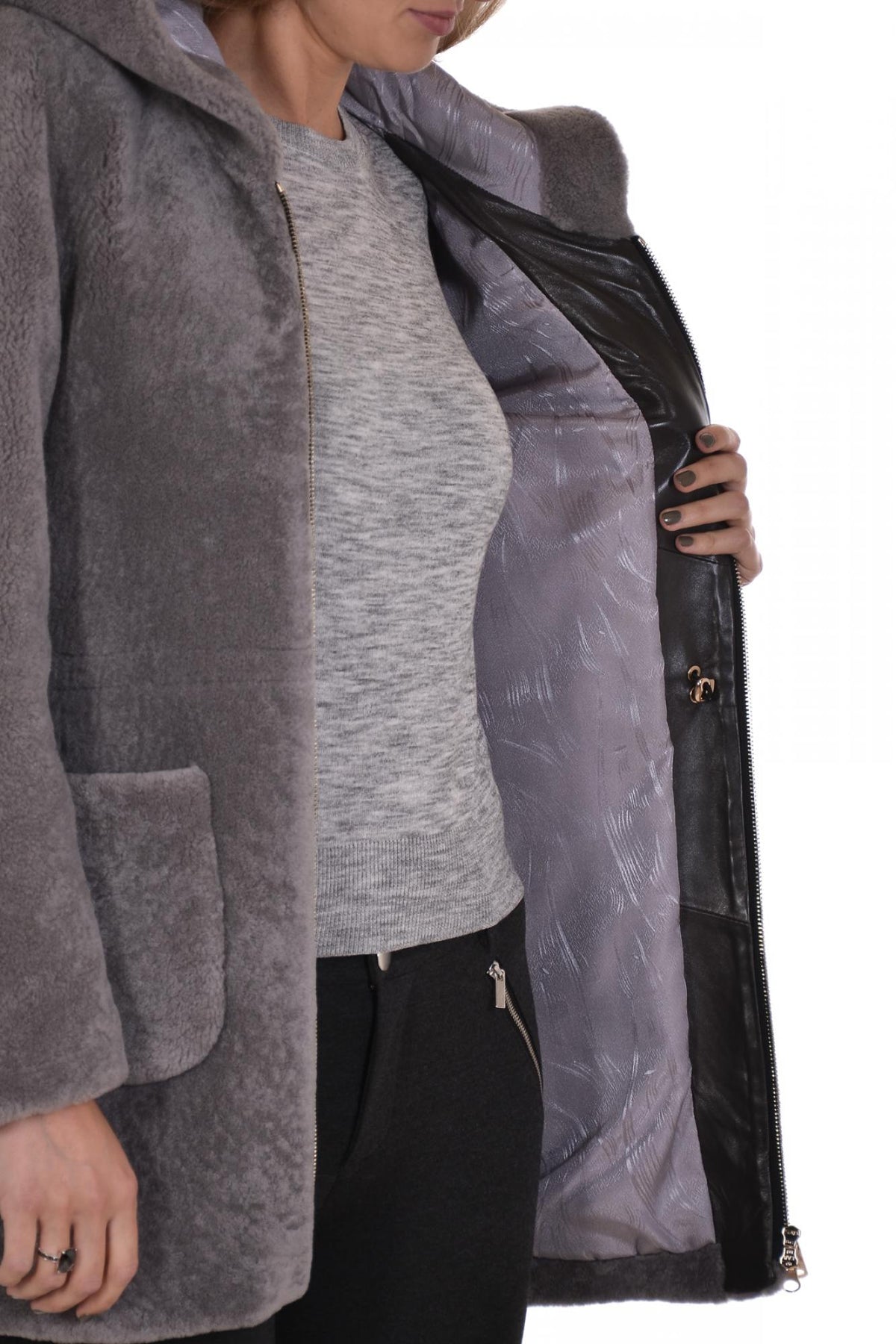 Hooded sheepskin coat SERGE PARIENTE - Image n°5