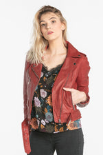 Women's fire red Biker Jacket - Image n°1