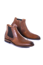 Men's cognac leather shoes - Image n°1