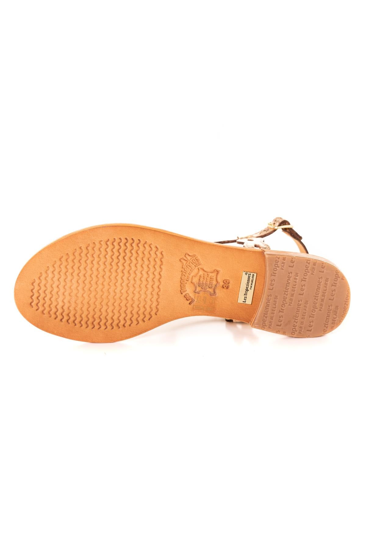 Women's gold/snake flip flops - Image n°4
