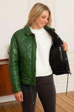 Oakwood's emerald jacket in quilted sheepskin with a shirt collar. - Image n°4