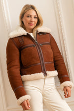 Brown shearling leather bomber - Image n°5