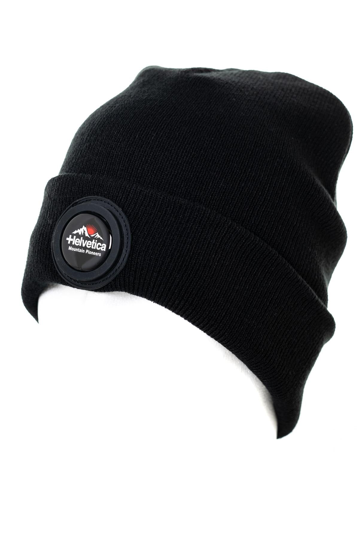 Plain black beanie with logo - Image n°1