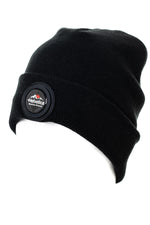 Plain black beanie with logo - Image n°1