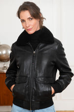 Redskins' fitted black lambskin jacket with detachable fur collar. - Image n°5