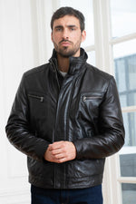 Black sheepskin jacket by Daytona, quilted lining for cold weather. - Image n°5