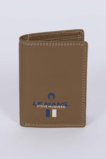 Khaki cowhide leather wallet - Image n°1