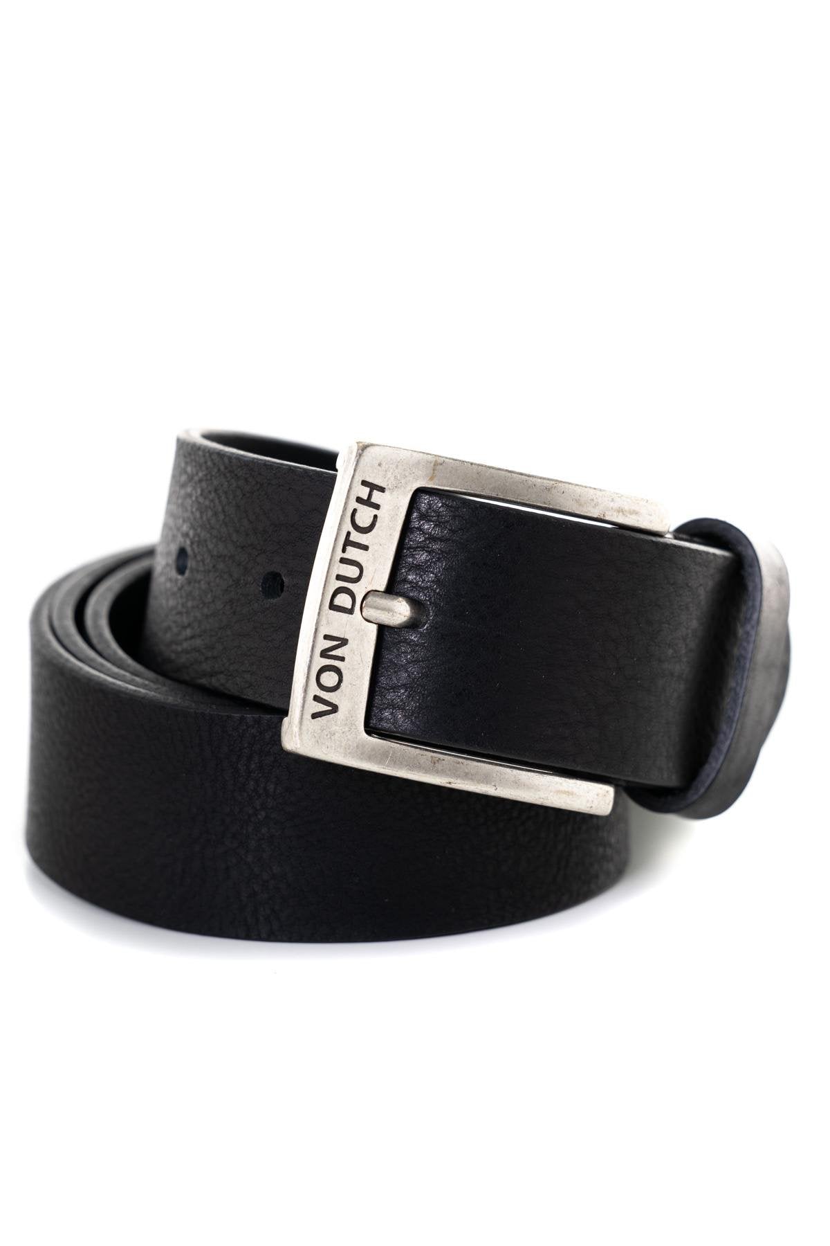 Leather belt with metal buckle - Image n°1