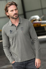 Washed cotton long sleeve polo shirt - Image n°2