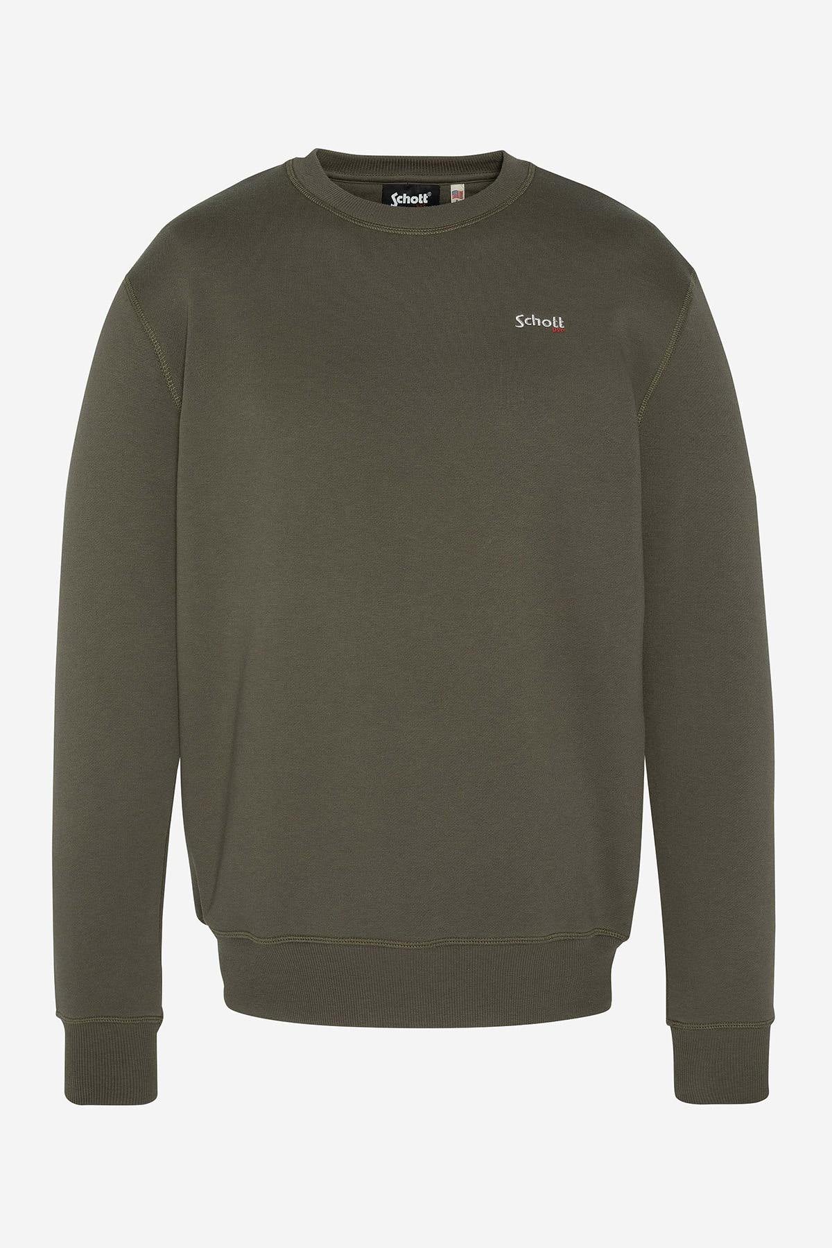 Sage khaki colored sweatshirt with embroidered logo - Image n°1
