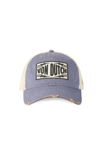 White and blue denim mesh cap with a distressed effect - Image n°4