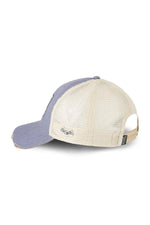 White and blue denim mesh cap with a distressed effect - Image n°2
