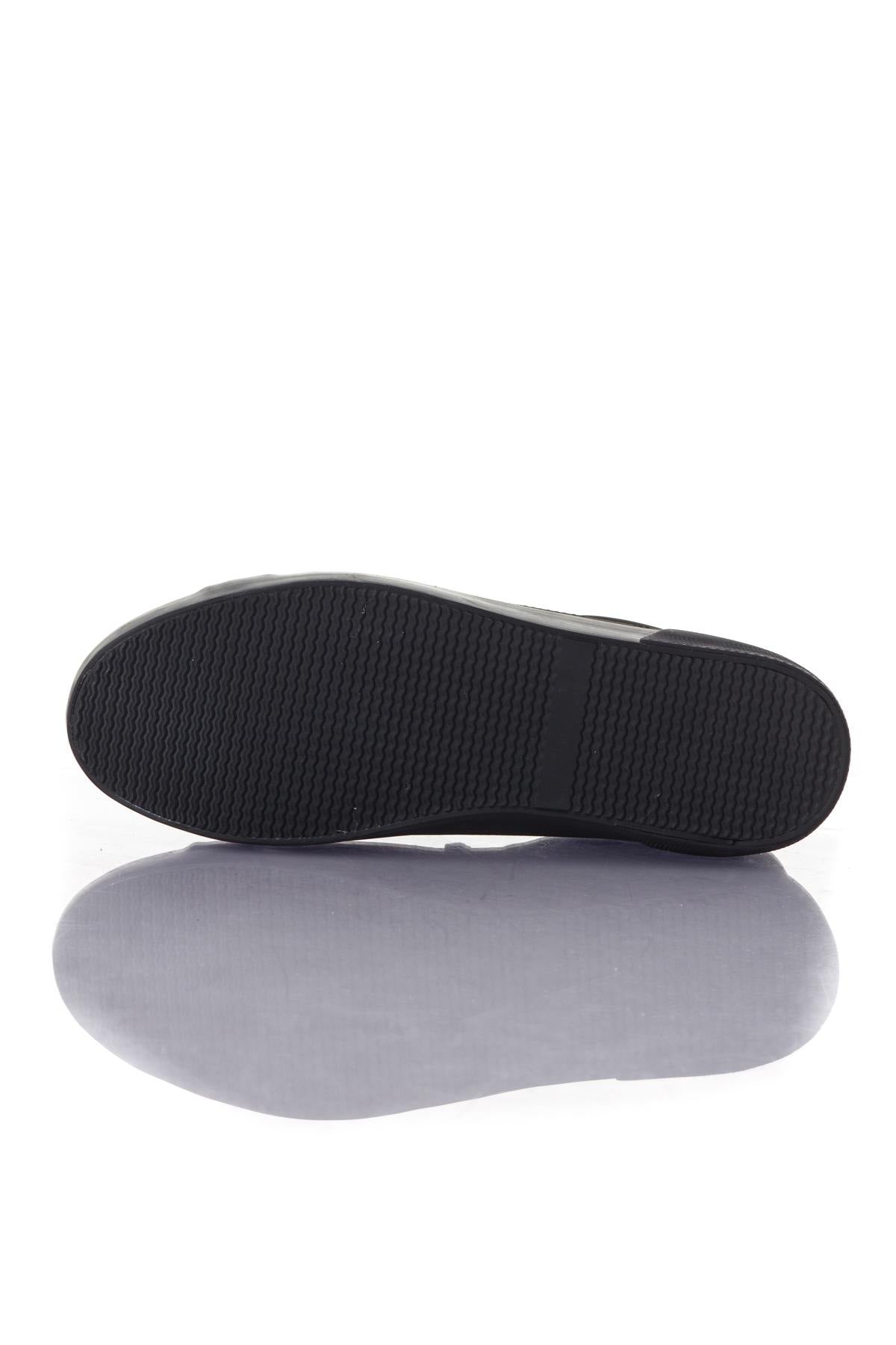 Black canvas and faux leather sneakers - Image n°4