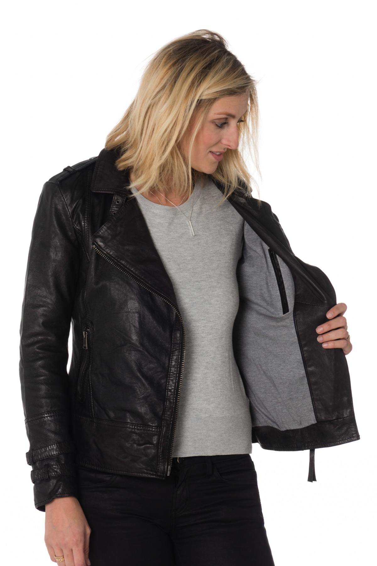 Cityzen women's leather Biker Jacket - Image n°4