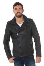 Biker Jacket with quilting on the arms for men Cityzen - Image n°1