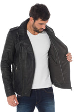 Biker Jacket with quilting on the arms for men Cityzen - Image n°4