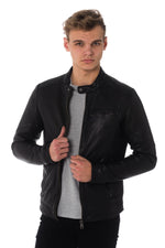 Timeless black lambskin jacket for larger fits. Soft and adjustable. - Image n°1