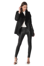 Slim black lambskin biker jacket with asymmetrical zip. - Image n°2
