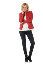 Red sheepskin jacket, slimfit for curves, stretch lining for comfort. - Image n°2