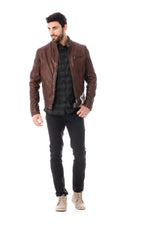 Soft lambskin biker jacket in aged bison. Slim fit, vintage appeal. - Image n°2