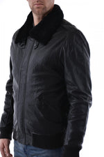 Gipsy's black lambskin jacket with removable shearling collar. - Image n°3