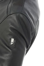 Sleek black lambskin jacket featuring a moto collar and tonal details. - Image n°5