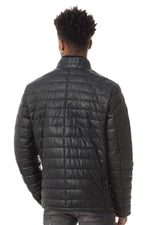 Men's navy blue sheepskin leather down jacket - Image n°5