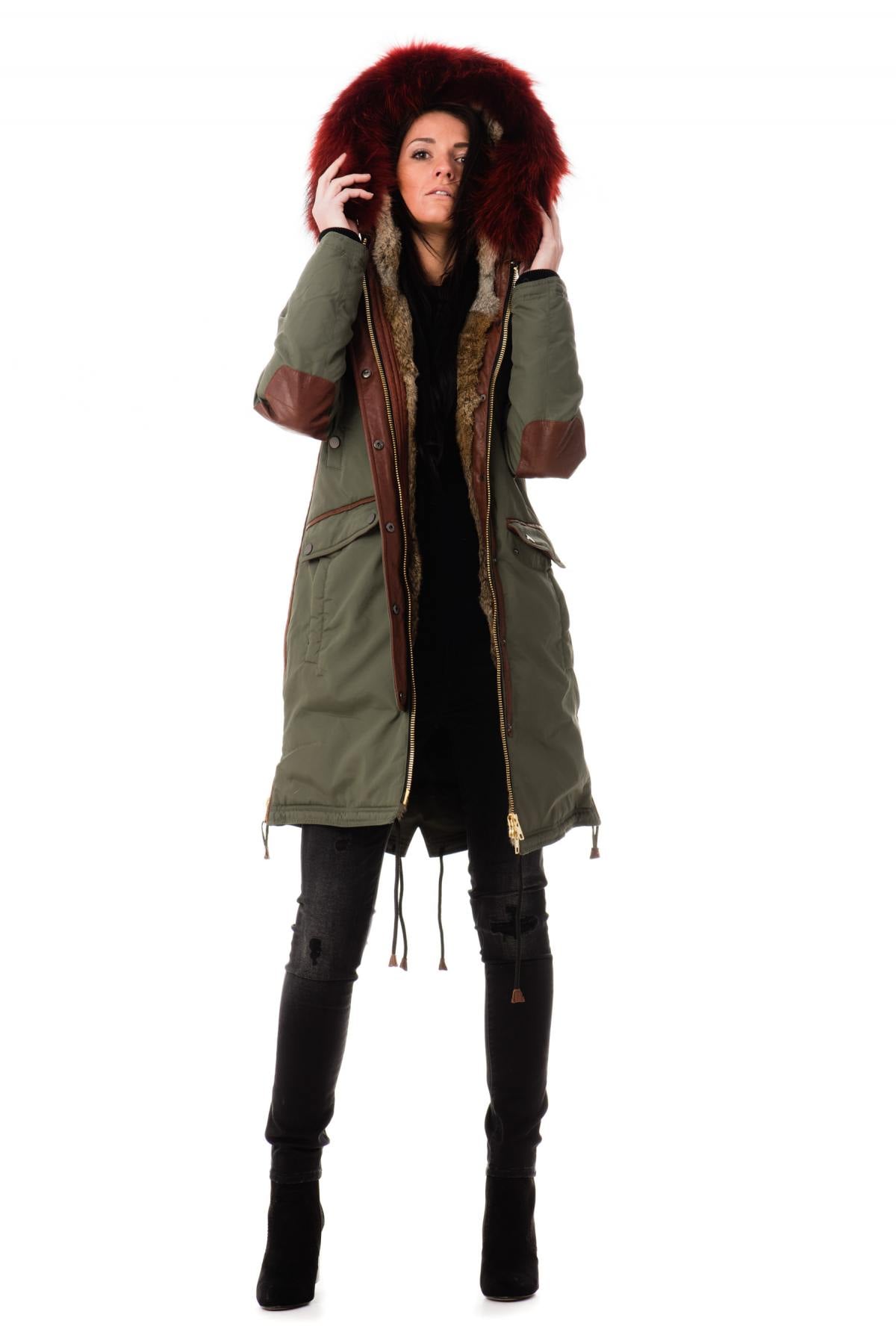 Brera Army Red ZZ50: lambskin and nylon in a sleek, warm winter coat. - Image n°2
