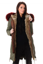Brera Army Red ZZ50: lambskin and nylon in a sleek, warm winter coat. - Image n°1