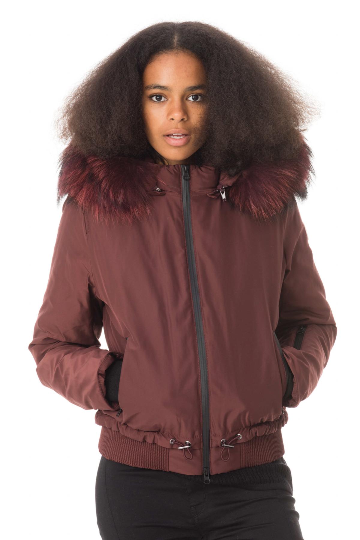 Hooded bomber jacket with raccoon fur - Image n°3