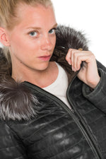 Women's down jacket in bronze-colored sheepskin leather - Image n°6