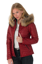 Women's down jacket in sheepskin with raccoon fur - Image n°8