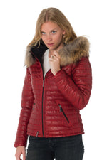 Women's down jacket in sheepskin with raccoon fur - Image n°7