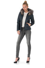 Faded blue lambskin jacket-slim, warm, and lightweight for winter. - Image n°3