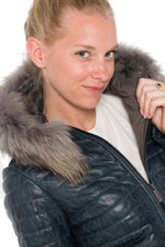 Faded blue lambskin jacket-slim, warm, and lightweight for winter. - Image n°8