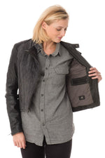 Oakwood dual-material leather jacket for women - Image n°3