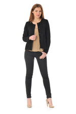 Black suede-style fringed leather jacket - Image n°2