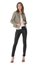 Oakwood women's gray leather jacket - Image n°2